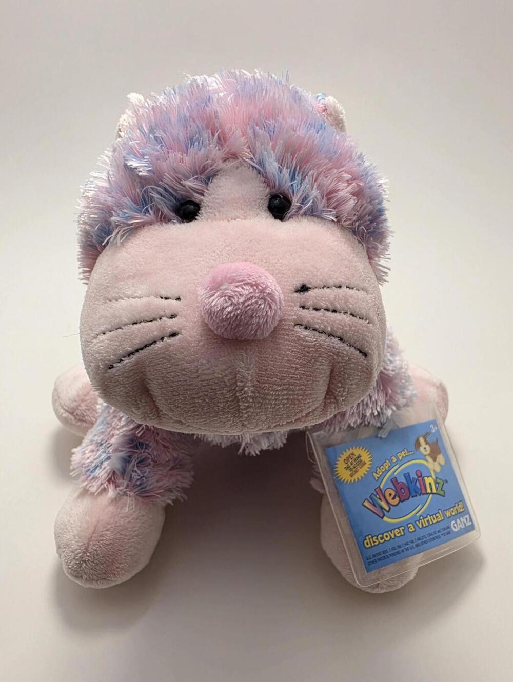 Vintage Webkinz "Bubblegum Cheeky Cat” with Tag/Code, Ganz Plush RARE (9 inch)